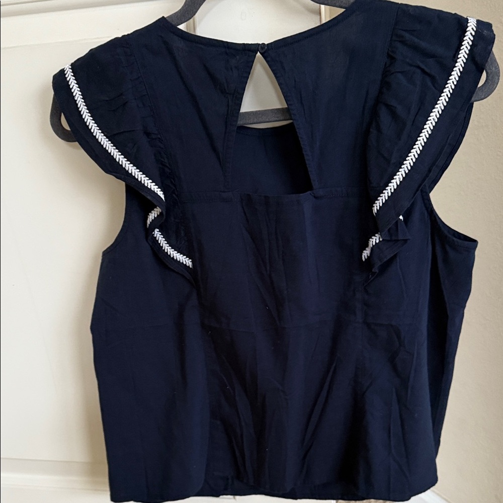 Banana Republic Navy Blouse with White Accents - Picture 3 of 4